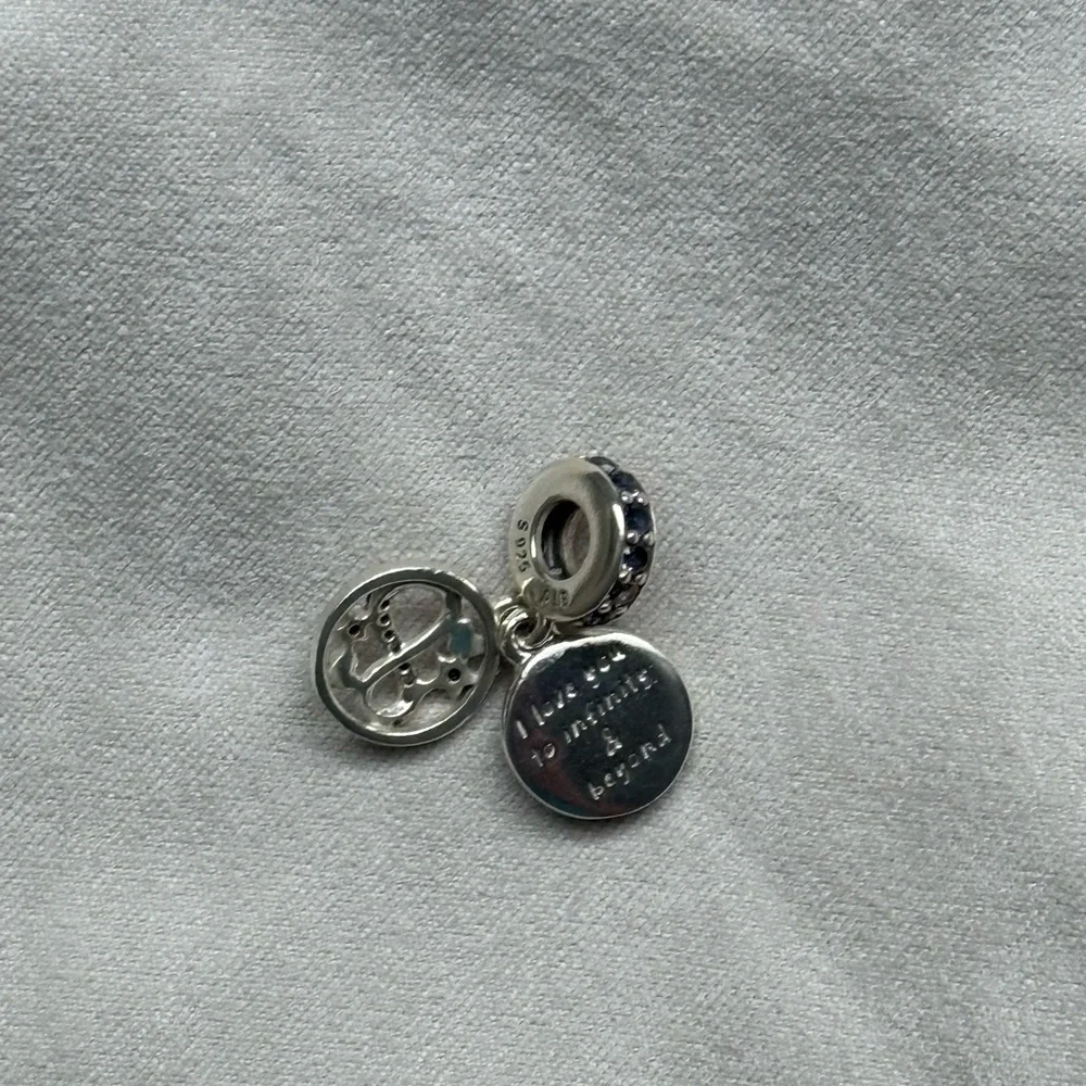 Glittering Infinity Hearts and Stars Dangle Pandora Charm - Picture 5 of 6
